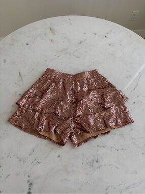 143 Story Blush Pink Sequin Skort Size Small EUC Party Holiday Mini Skirt Shorts